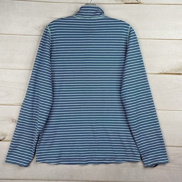 Patagonia Shirt Mens M Capilene3 Blue Stripes Midweight Quarter Zip Pullover - Picture 8 of 8